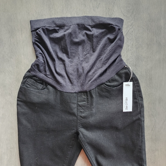 NWT Hello Miz Maternity, black stretch skinny jeans with belly band - Picture 5 of 8